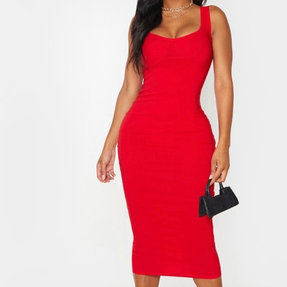 PrettyLittleThing Dresses & Skirts - Shape Red Cup Detail Strappy Midi Dress